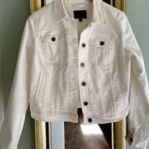 White cropped denim jacket.